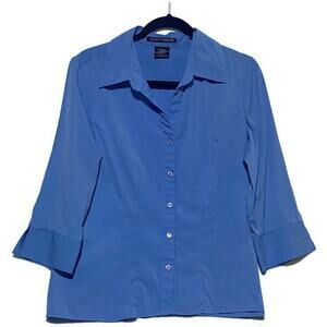 Scott Taylor Button Up Top Women's Size Large 3/4 Sleeves Powder Blue